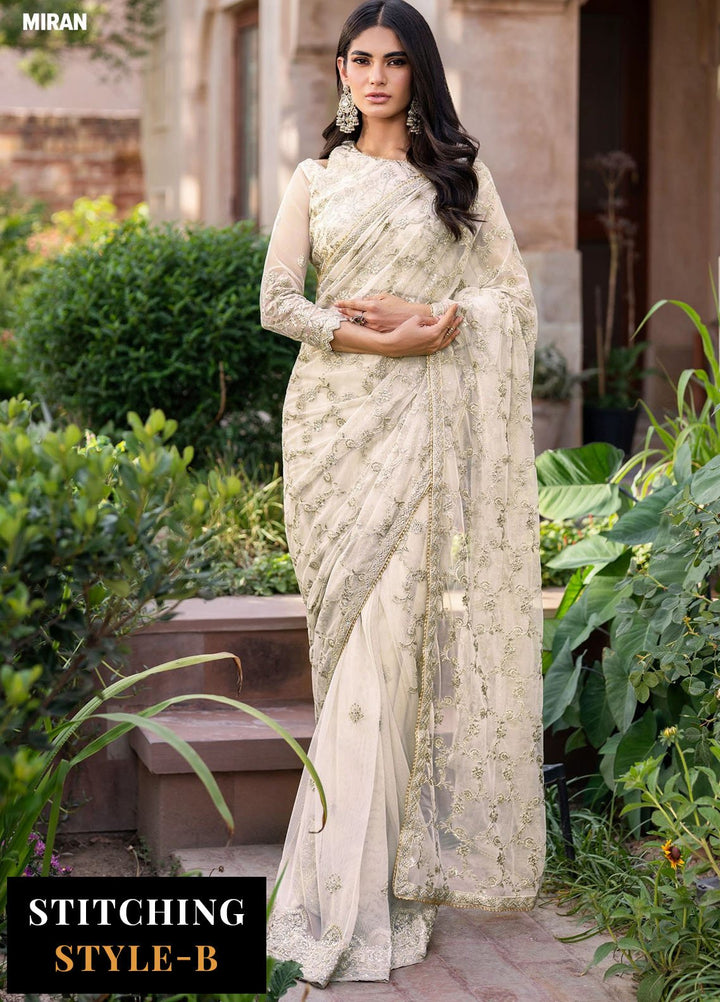 Zarif Embroidered Net Suits Unstitched 3 Piece ZR25UF SBA-02 Miran - Formals Collection