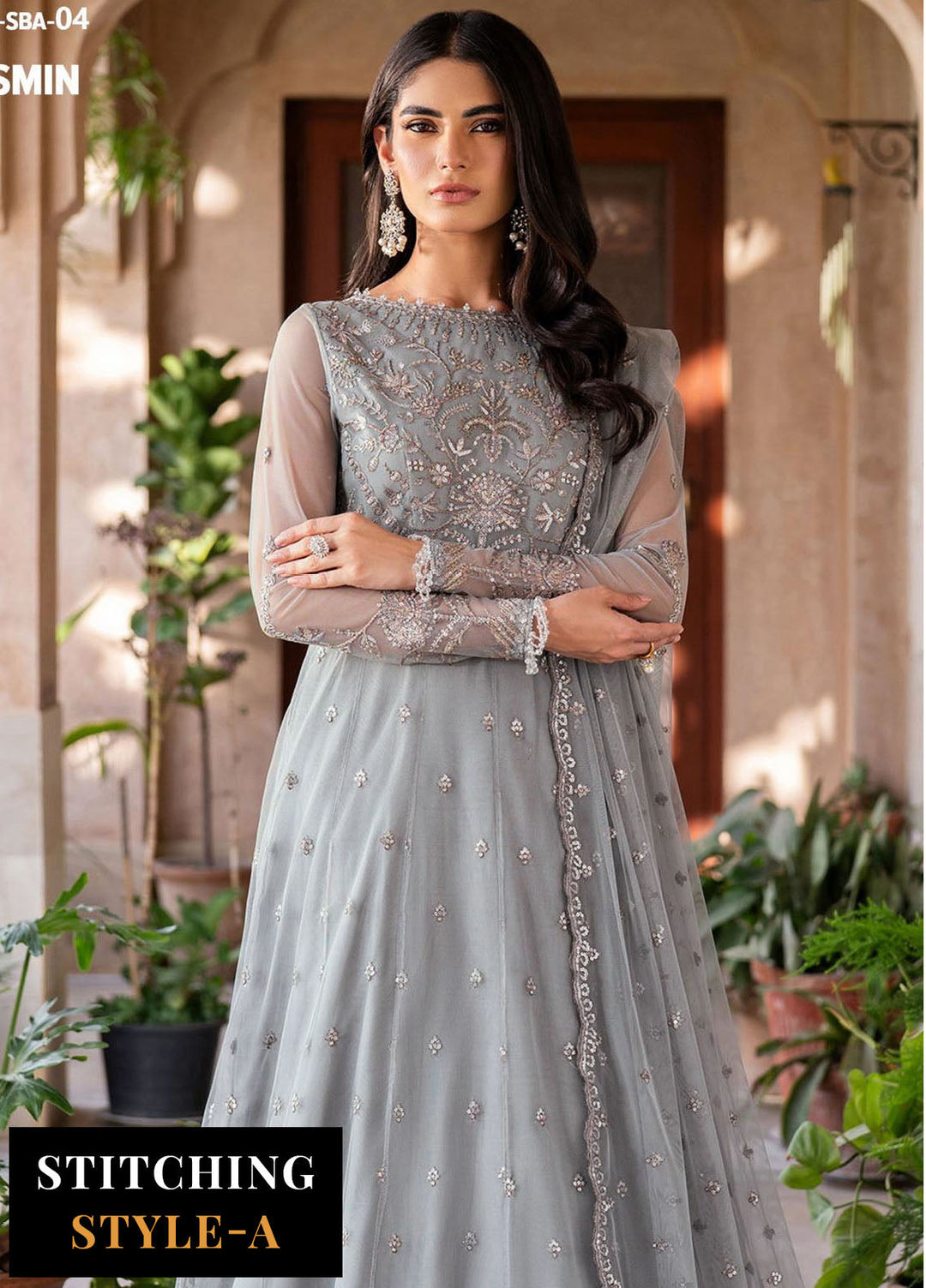 Zarif Embroidered Net Suits Unstitched 3 Piece ZR25UF SBA-04 Yasmin - Formals Collection