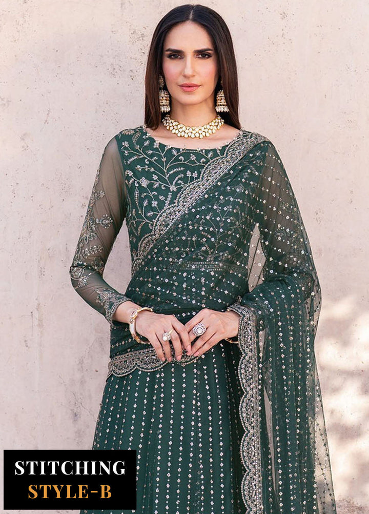 Zarif Embroidered Net Suits Unstitched 3 Piece ZR25UF SBA-05 Keran - Formals Collection