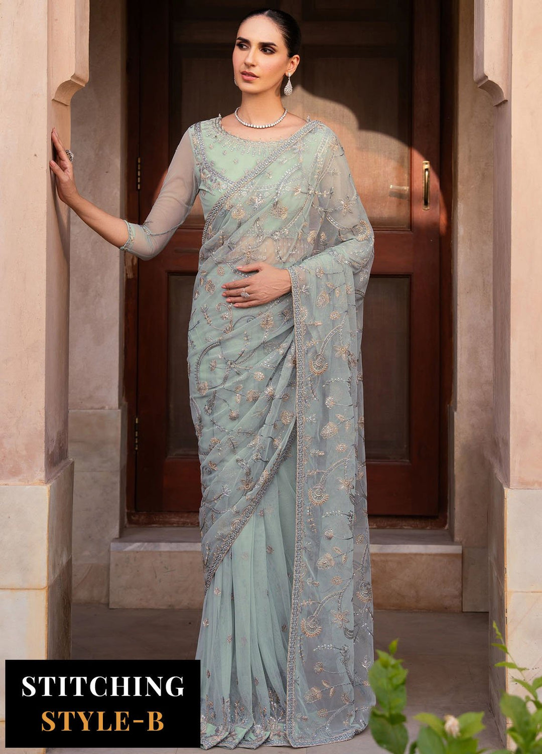 Zarif Embroidered Net Suits Unstitched 3 Piece ZF25SN SBA-06 Inseesa - Formals Collection