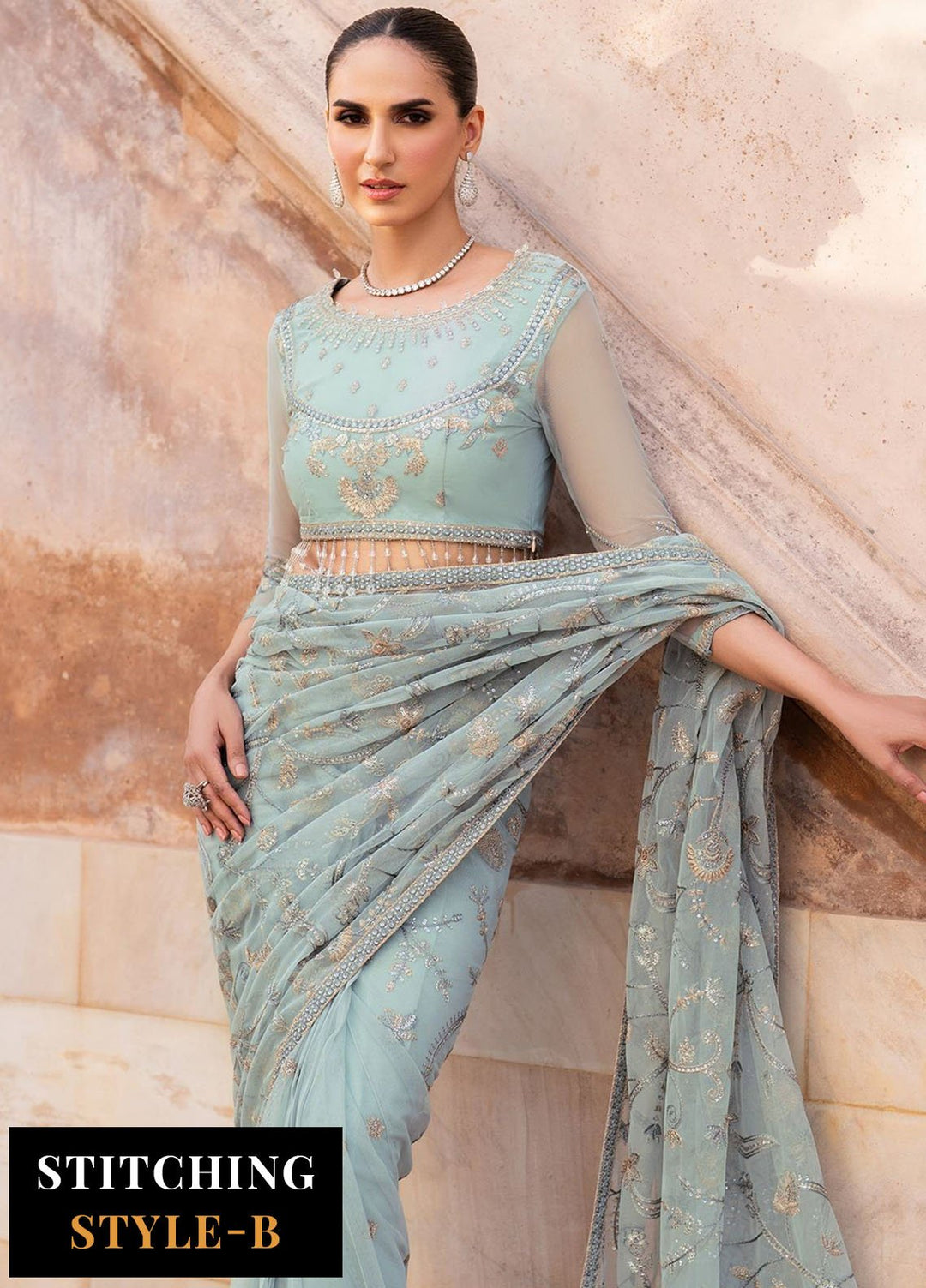 Zarif Embroidered Net Suits Unstitched 3 Piece ZF25SN SBA-06 Inseesa - Formals Collection