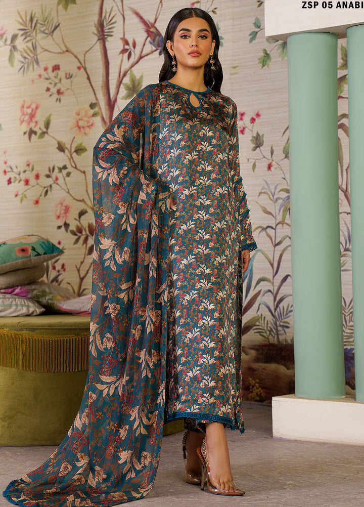 Zarif Printed Silk Suits Unstitched 3 Piece ZF24SP ZSP 05 Anabia - Festive Collection