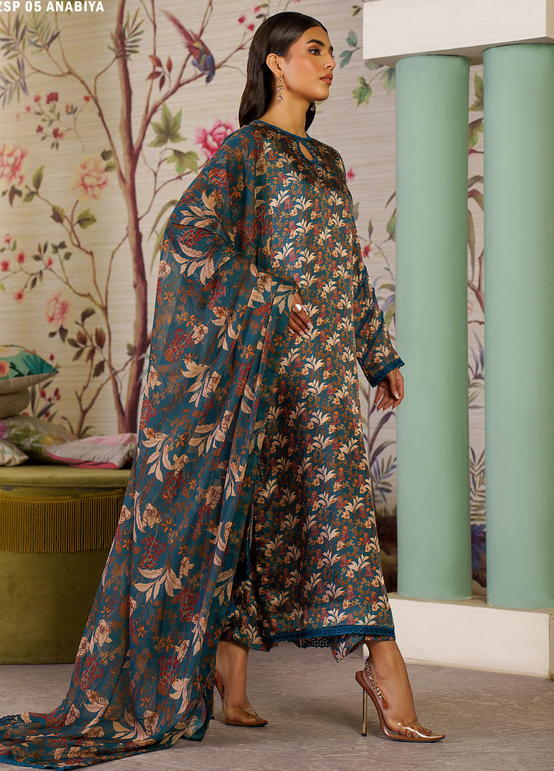 Zarif Printed Silk Suits Unstitched 3 Piece ZF24SP ZSP 05 Anabia - Festive Collection