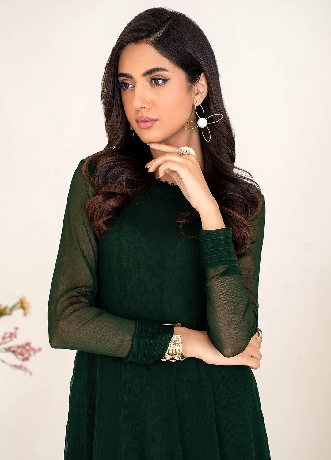 Zarif Casual Pret  Chiffon 2 Piece Suit GREEN ORCHID