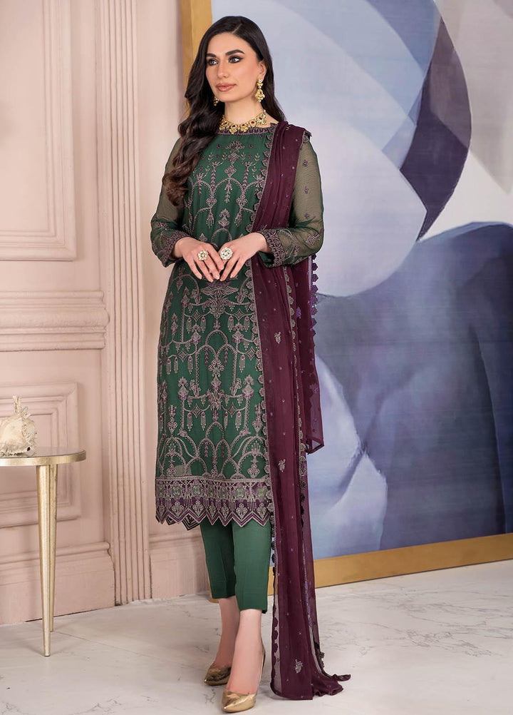 Zarif Casual Pret  Chiffon 3 Piece Suit DEEP OLIVE