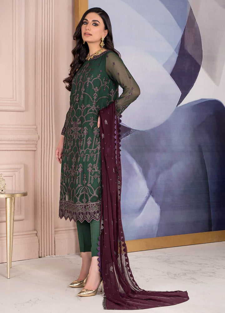 Zarif Casual Pret  Chiffon 3 Piece Suit DEEP OLIVE