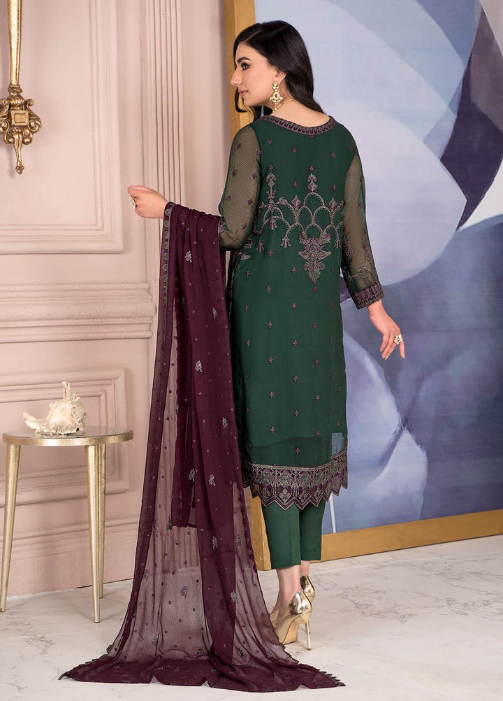 Zarif Casual Pret  Chiffon 3 Piece Suit DEEP OLIVE