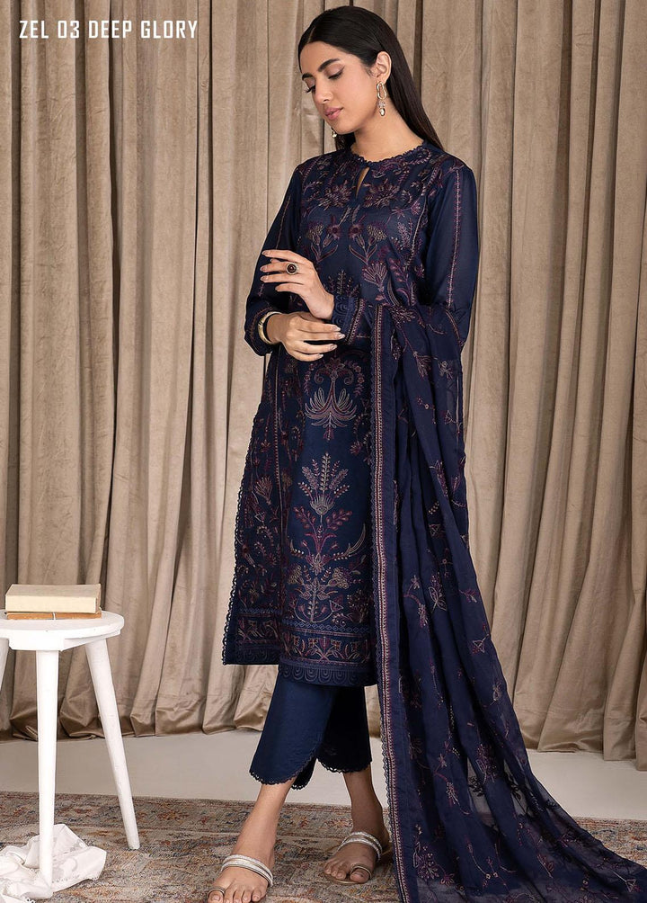 Zarif Embroidered Lawn Suits Unstitched 3 Piece ZF23L ZEL-03 Deep Glory - Luxury Collection
