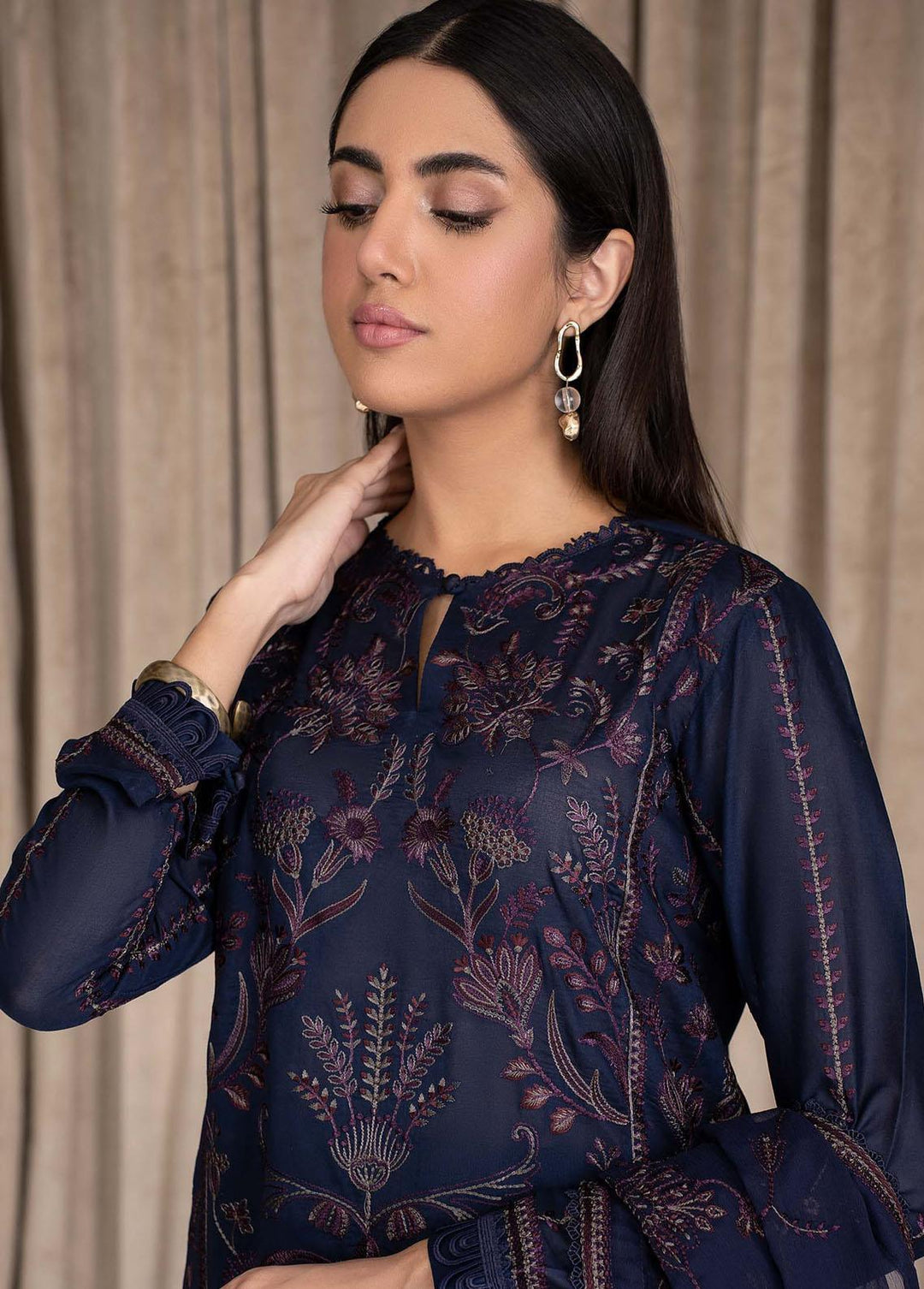 Zarif Embroidered Lawn Suits Unstitched 3 Piece ZF23L ZEL-03 Deep Glory - Luxury Collection