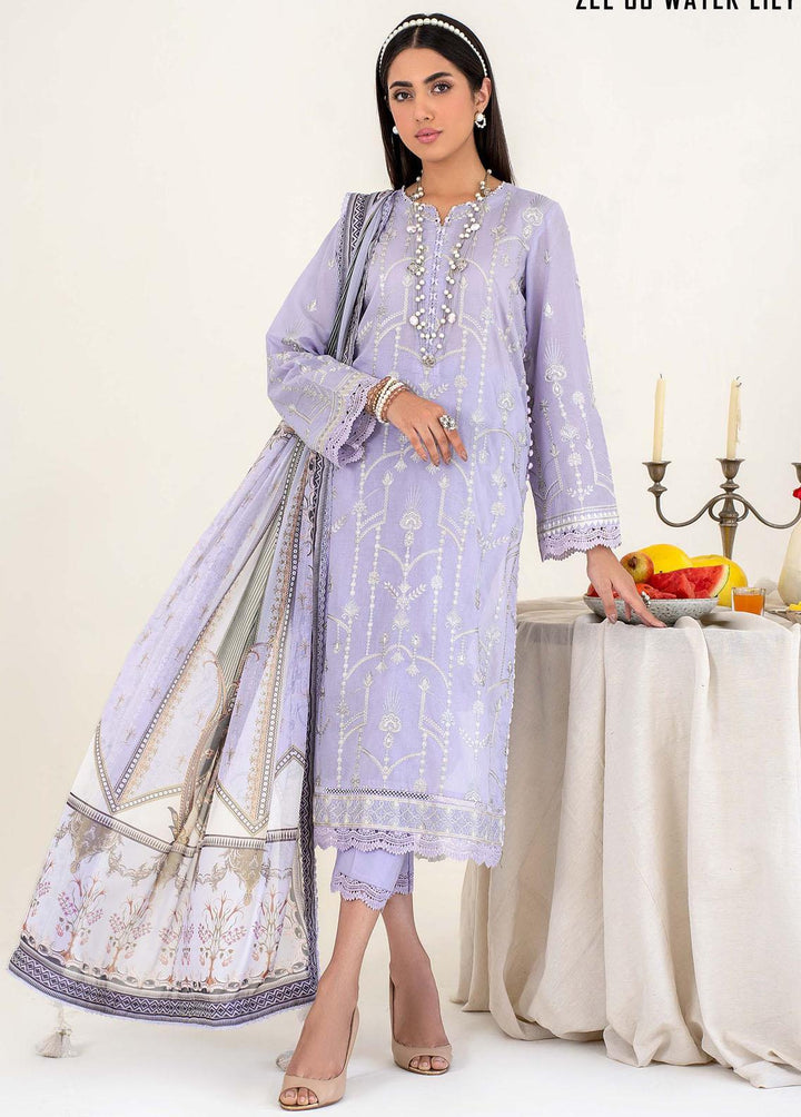 Zarif Embroidered Lawn Suits Unstitched 3 Piece ZF23L ZEL-06 Water Lily - Luxury Collection