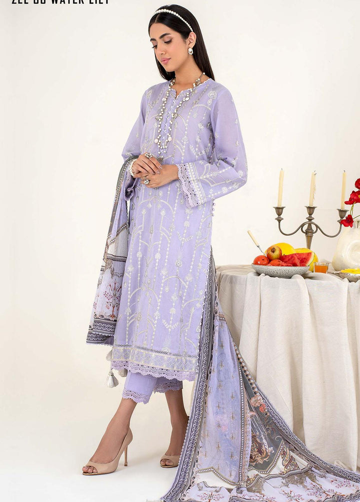 Zarif Embroidered Lawn Suits Unstitched 3 Piece ZF23L ZEL-06 Water Lily - Luxury Collection