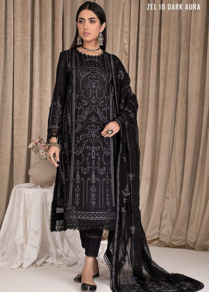 Zarif Embroidered Lawn Suits Unstitched 3 Piece ZF23L ZEL-10 Dark Aura - Luxury Collection