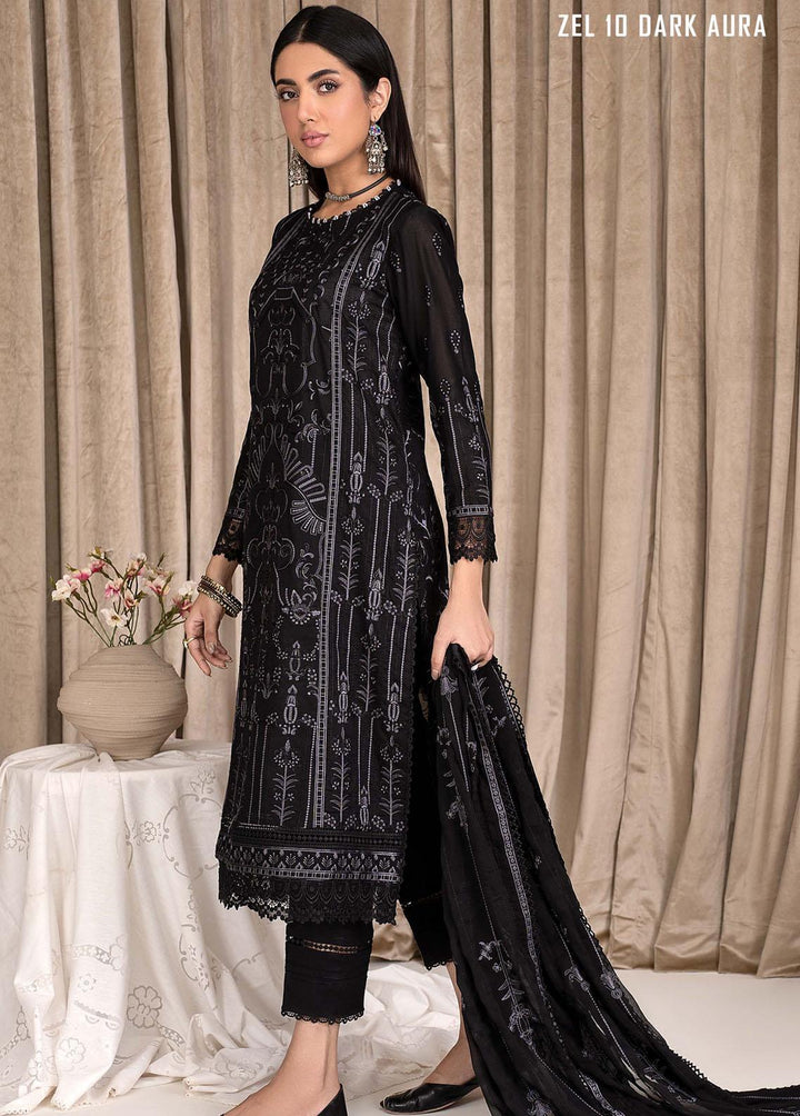 Zarif Embroidered Lawn Suits Unstitched 3 Piece ZF23L ZEL-10 Dark Aura - Luxury Collection