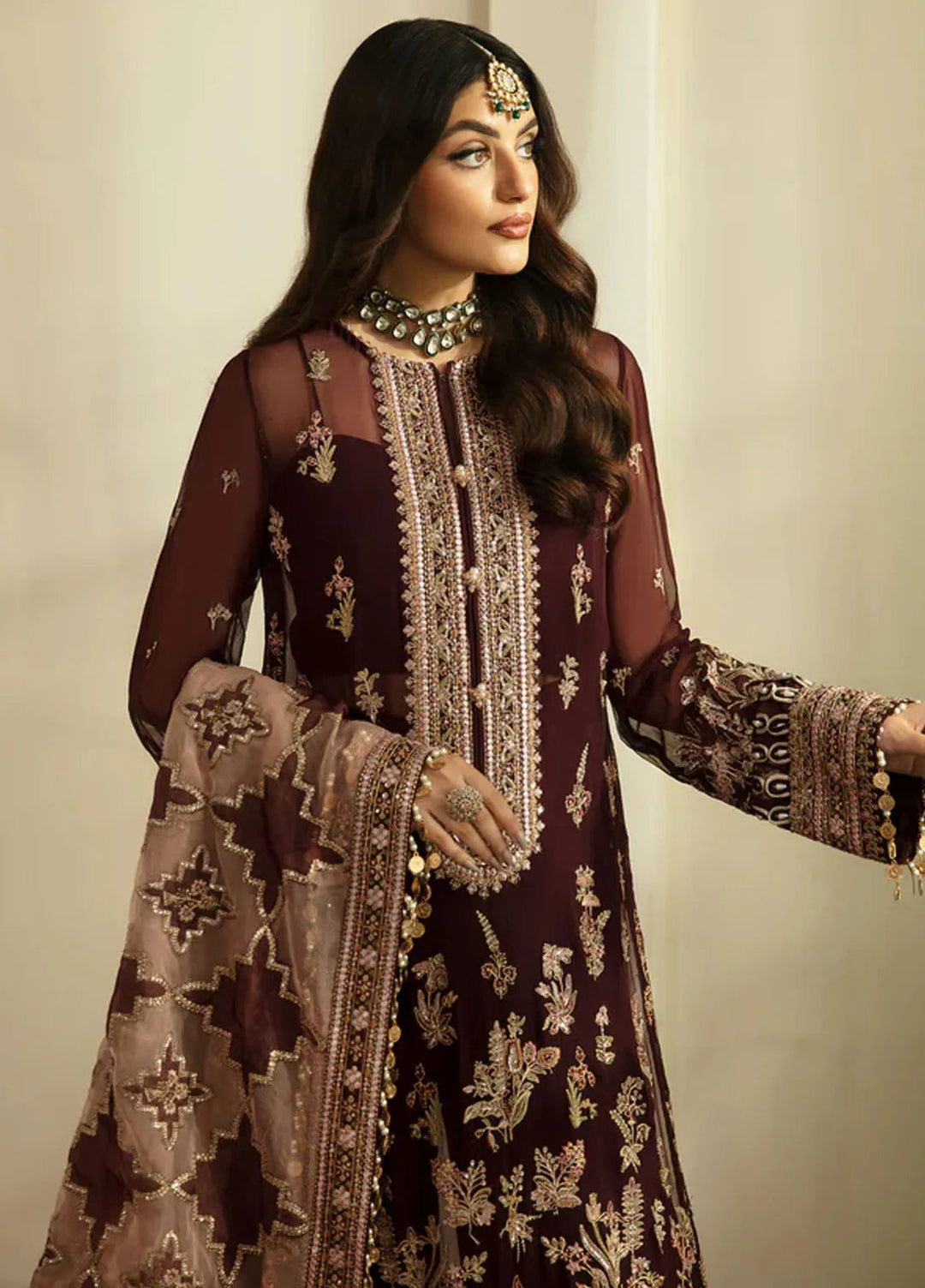 Zarin by Eleshia Embroidered Bamber Chiffon Suits Unstitched 3 Piece ELS24ZL Zaiba - Formal Collection