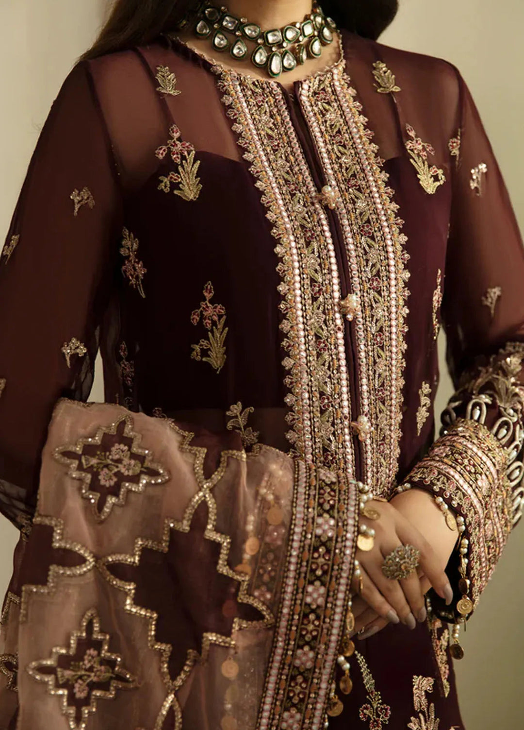 Zarin by Eleshia Embroidered Bamber Chiffon Suits Unstitched 3 Piece ELS24ZL Zaiba - Formal Collection