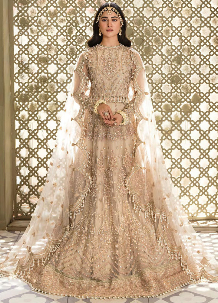 Zarin by Eleshia Embroidered Net Suits Unstitched 3 Piece ELS23UF D-02 KANEEL - Luxury Formal Collection