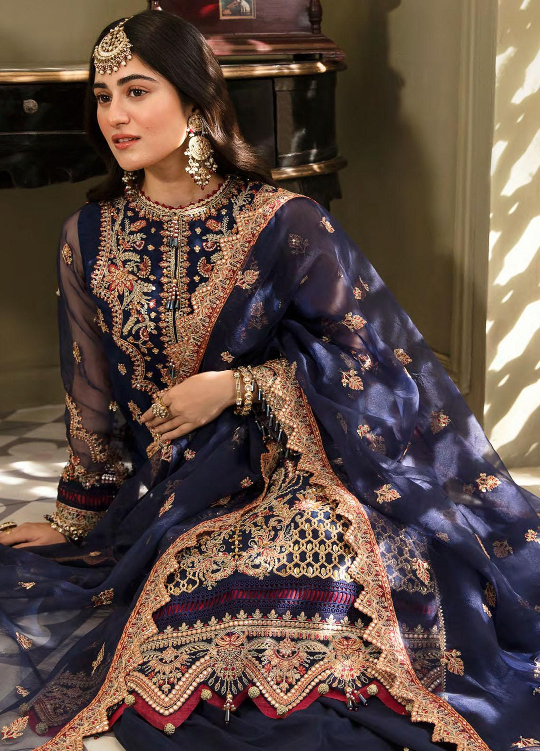 Zarin by Eleshia Embroidered Net Suits Unstitched 3 Piece ELS23UF D-03 SAARYA - Luxury Formal Collection