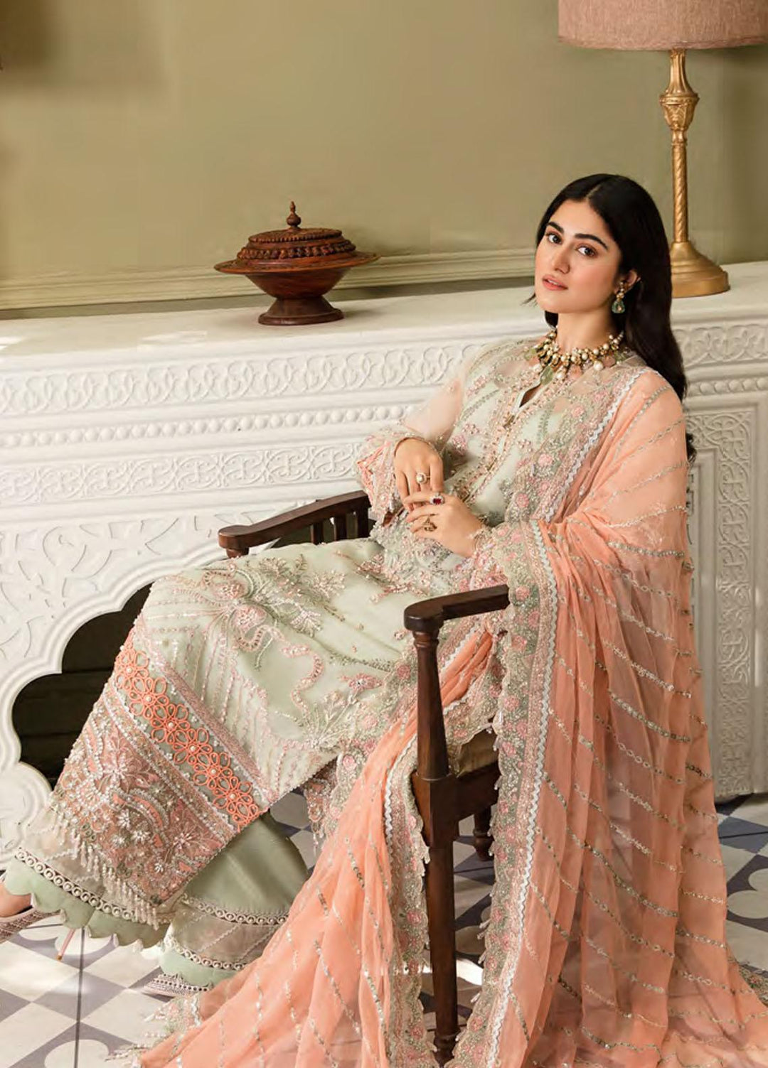 Zarin by Eleshia Embroidered Net Suits Unstitched 3 Piece ELS23UF D-04 KHIBRAT - Luxury Formal Collection