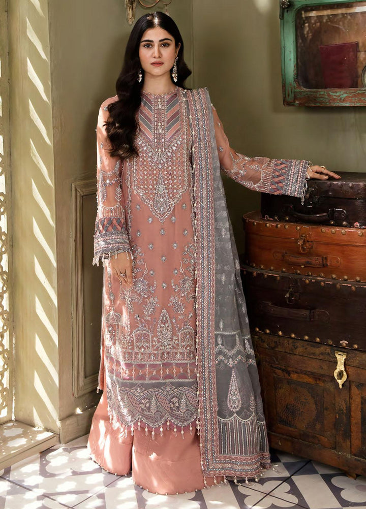 Zarin by Eleshia Embroidered Net Suits Unstitched 3 Piece ELS23UF D-08 ABIR - Luxury Formal Collection