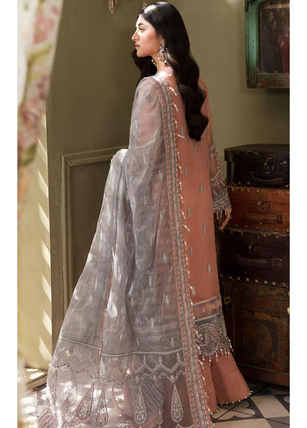 Zarin by Eleshia Embroidered Net Suits Unstitched 3 Piece ELS23UF D-08 ABIR - Luxury Formal Collection