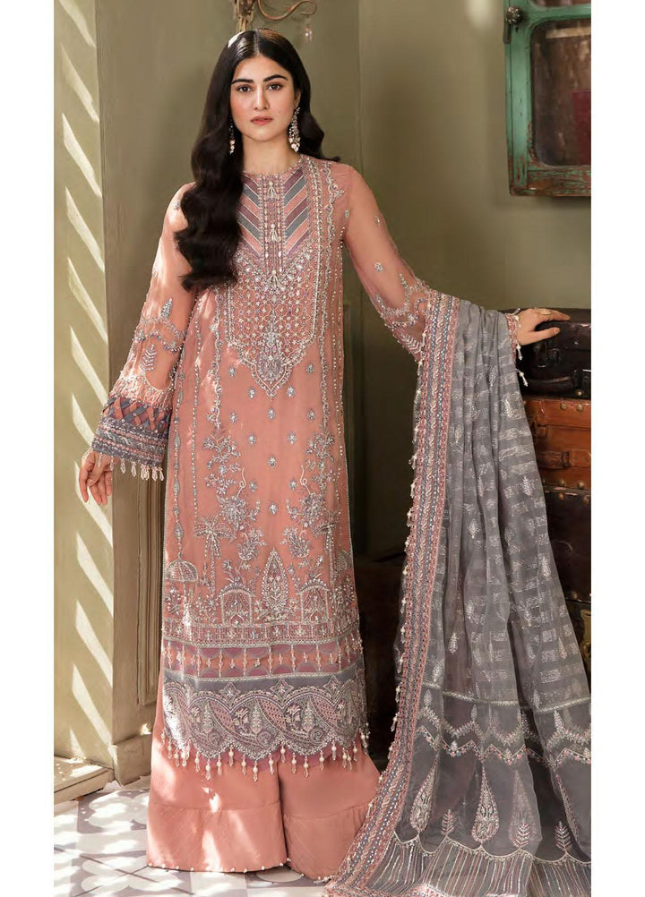 Zarin by Eleshia Embroidered Net Suits Unstitched 3 Piece ELS23UF D-08 ABIR - Luxury Formal Collection