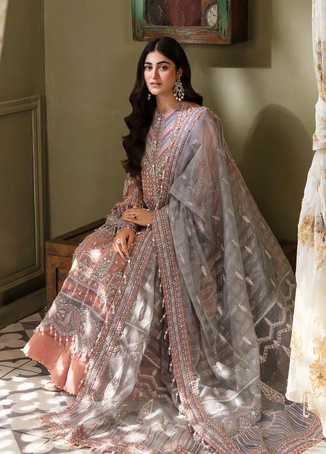 Zarin by Eleshia Embroidered Net Suits Unstitched 3 Piece ELS23UF D-08 ABIR - Luxury Formal Collection