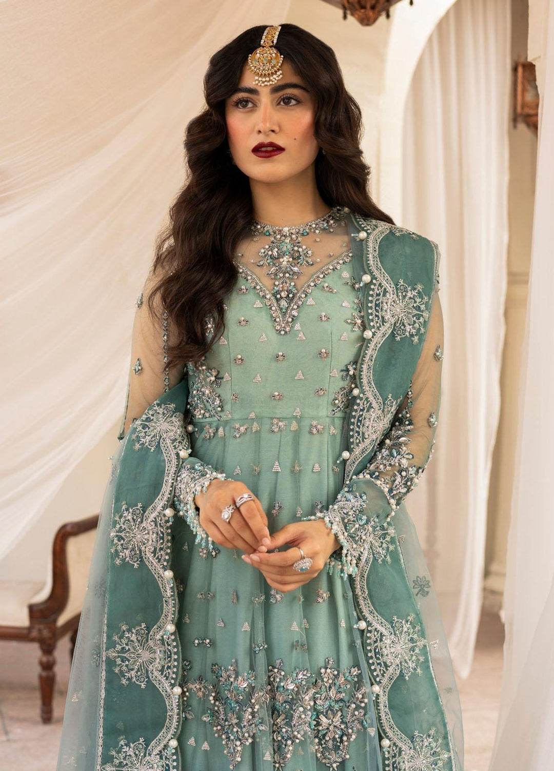 Zarin By Eleshia Embroidered Net Suits Unstitched 3 Piece ELS23ZN D-01 Zarela - Wedding Collection