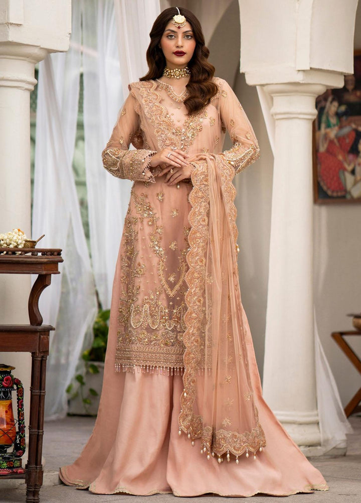 Zarin By Eleshia Embroidered Net Suits Unstitched 3 Piece ELS23ZN D-02 Leena - Wedding Collection