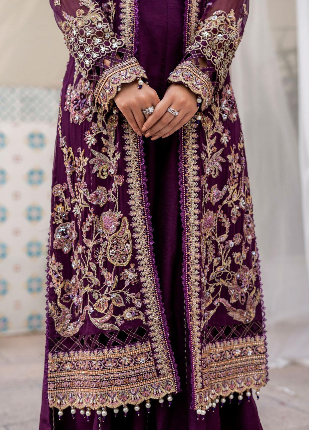 Zarin By Eleshia Embroidered Chiffon Suits Unstitched 3 Piece ELS23ZN D-07 Madea - Wedding Collection