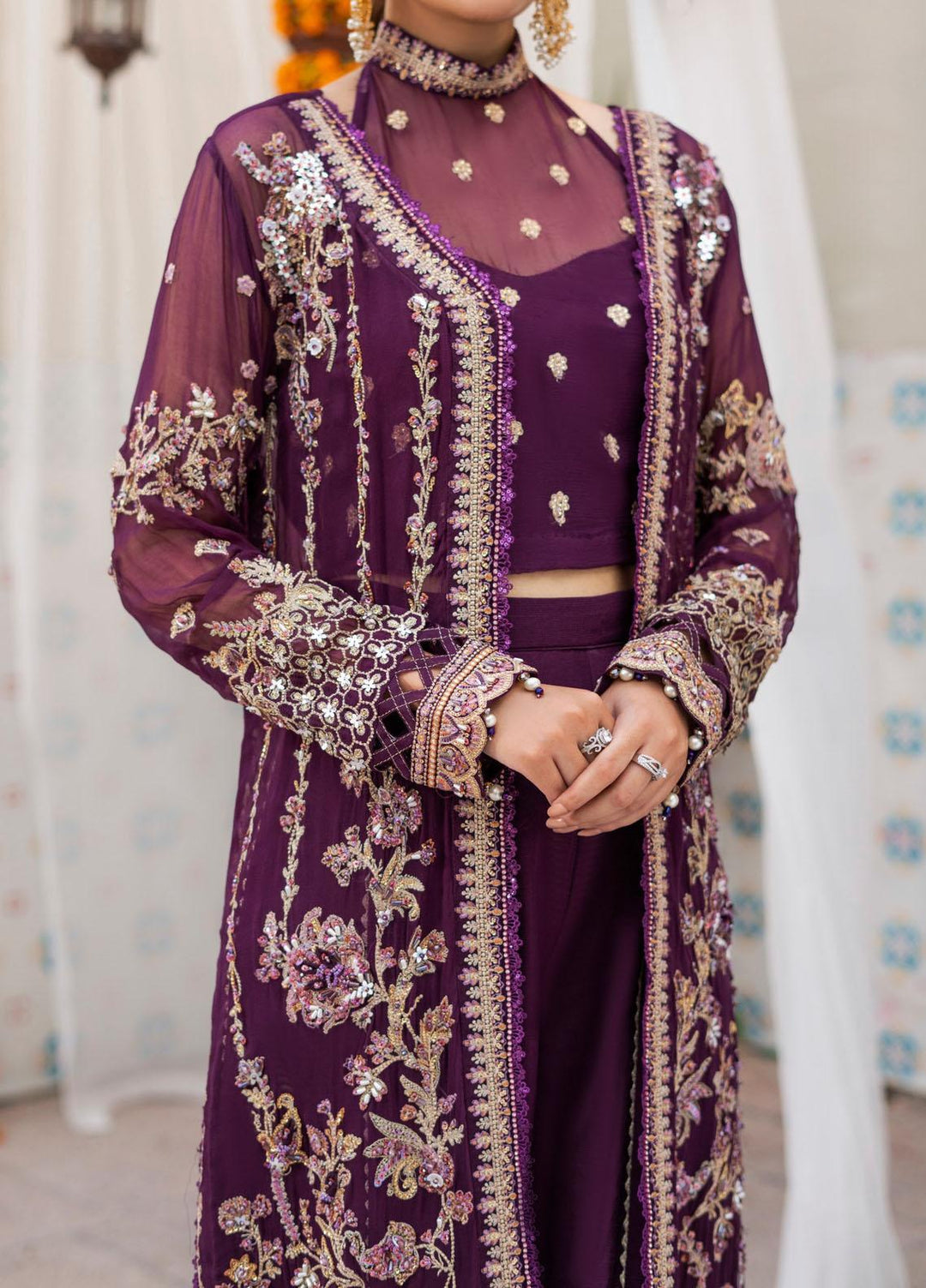 Zarin By Eleshia Embroidered Chiffon Suits Unstitched 3 Piece ELS23ZN D-07 Madea - Wedding Collection