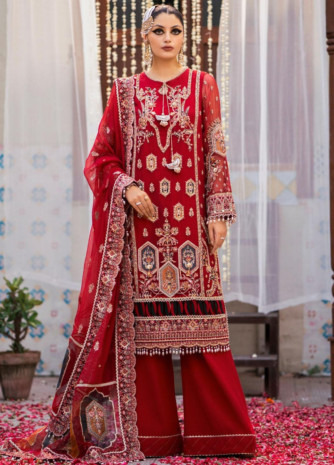 Zarin By Eleshia Embroidered Chiffon Suits Unstitched 3 Piece ELS23ZN D-08 Narina - Wedding Collection