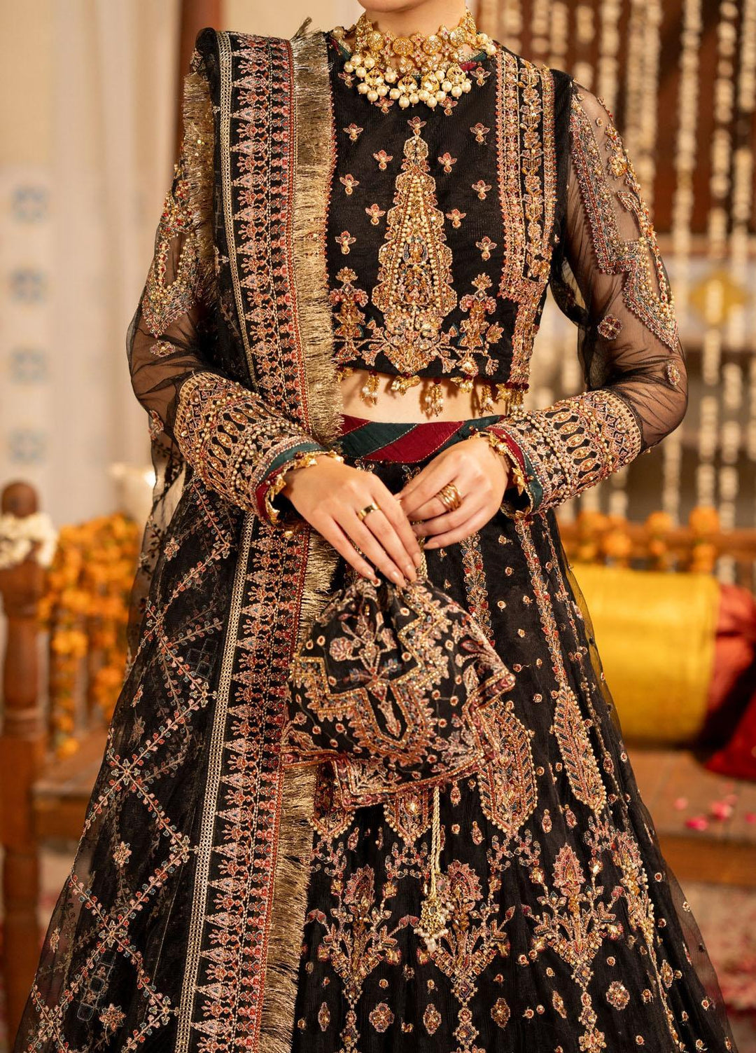 Zarin By Eleshia Embroidered Net Suits Unstitched 3 Piece ELS23ZN D-09 Kamila - Wedding Collection