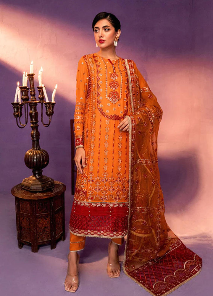 Zarish By Gisele Embroidered Chiffon Suits Unstitched 3 Piece GL23Z GUL MAKAI - Festive Collection