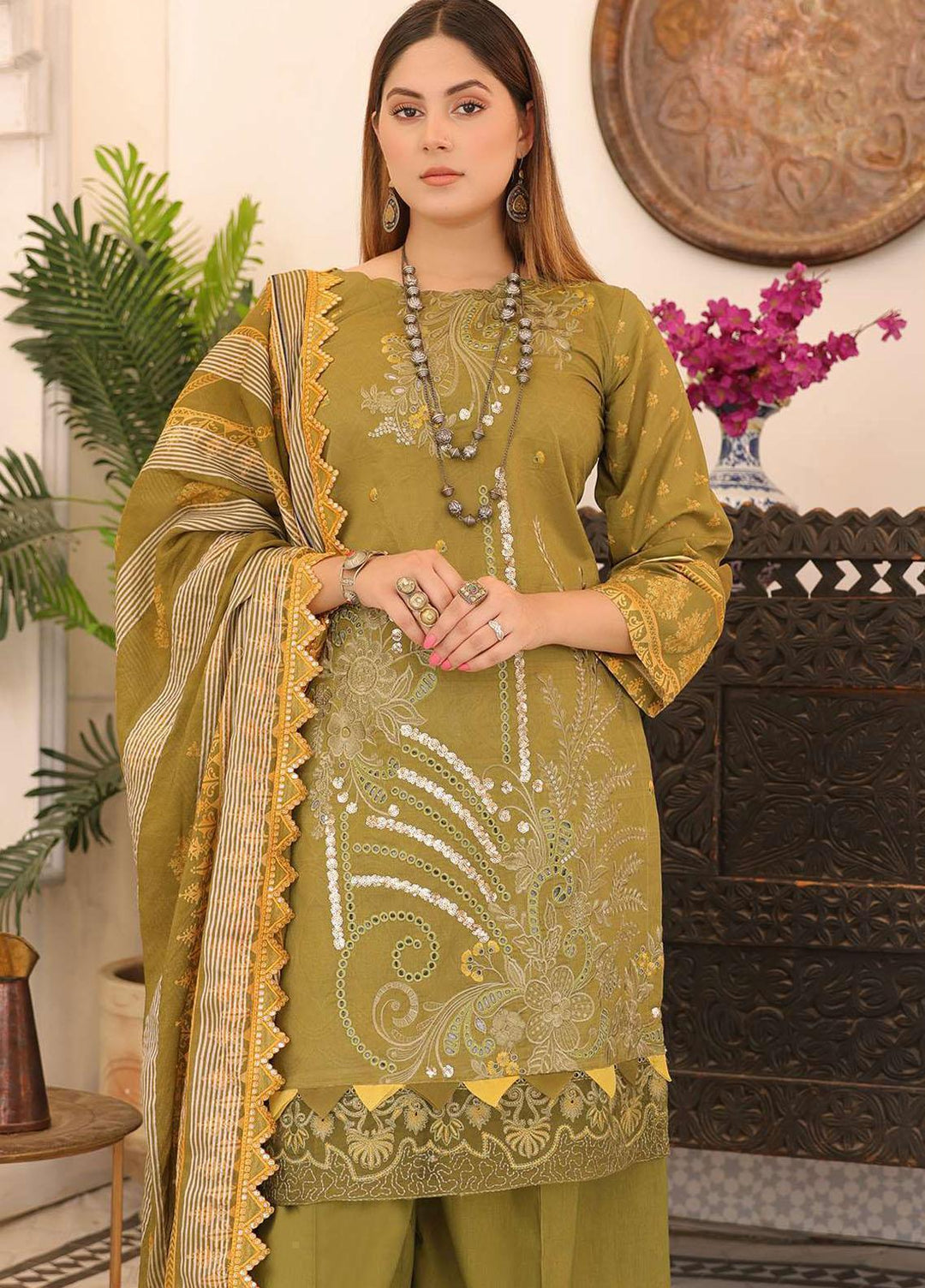 Zarish By Zara Ali Embroidered Lawn Suits Unstitched 3 Piece ZRA22F ZA-1003 - Festive Collection