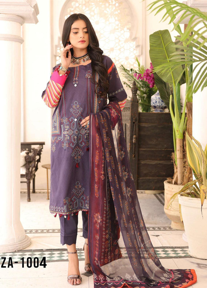 Zarish By Zara Ali Embroidered Lawn Suits Unstitched 3 Piece ZRA22F ZA-1004 - Festive Collection