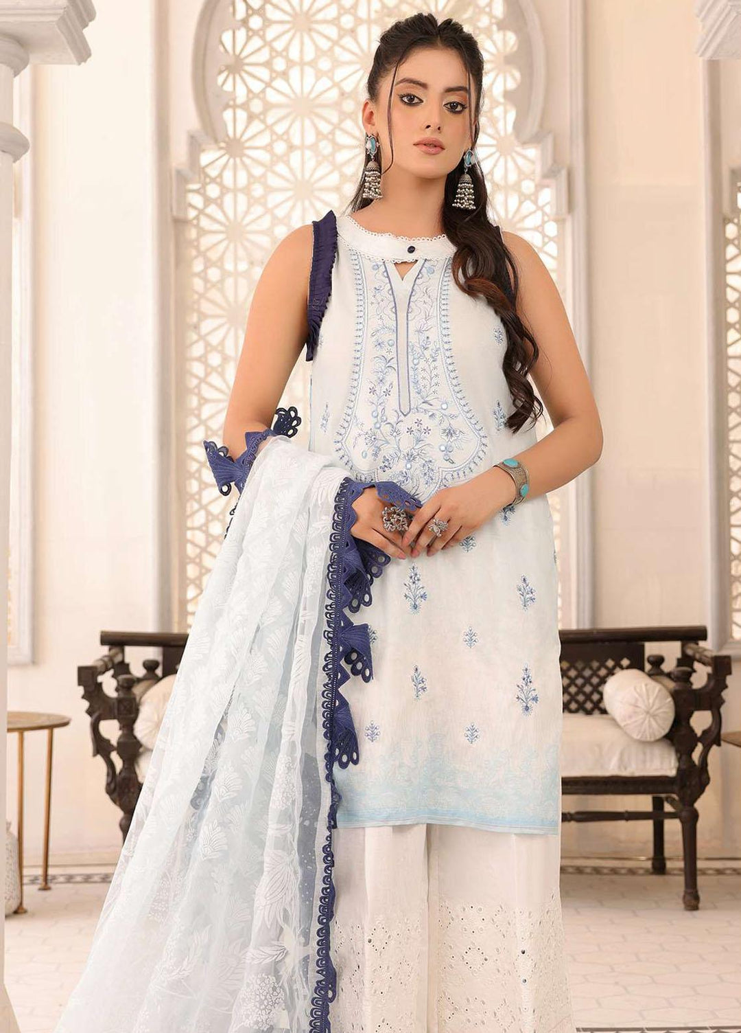 Zarish By Zara Ali Embroidered Lawn Suits Unstitched 3 Piece ZRA22F ZA-1005 - Festive Collection