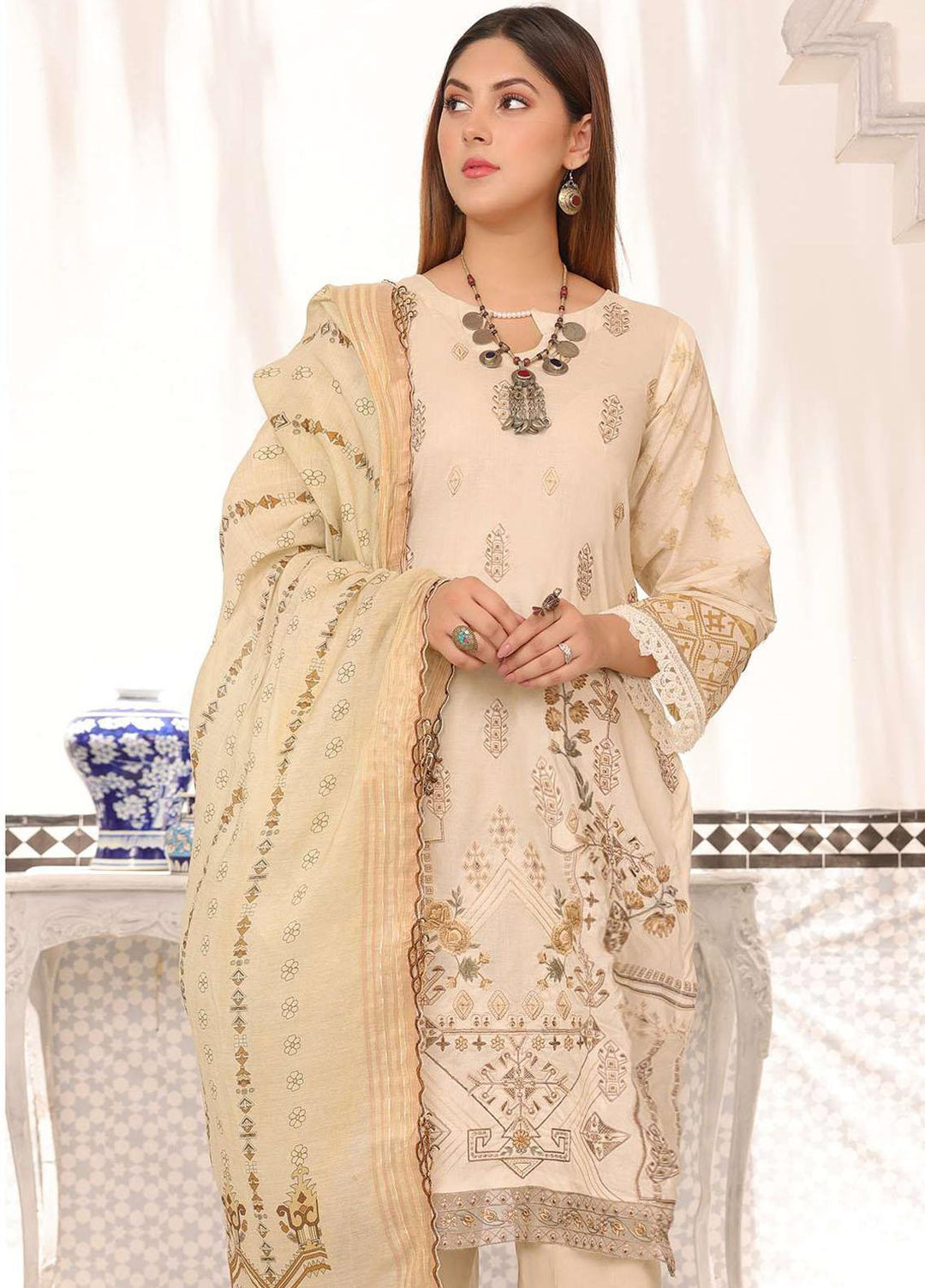 Zarish By Zara Ali Embroidered Lawn Suits Unstitched 3 Piece ZRA22F ZA-1007 - Festive Collection