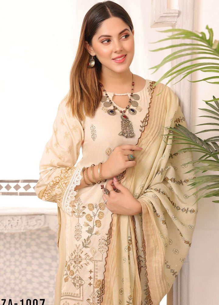 Zarish By Zara Ali Embroidered Lawn Suits Unstitched 3 Piece ZRA22F ZA-1007 - Festive Collection
