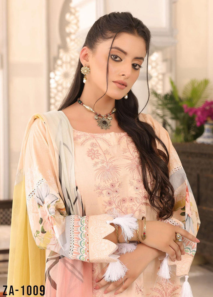 Zarish By Zara Ali Embroidered Lawn Suits Unstitched 3 Piece ZRA22F ZA-1009 - Festive Collection