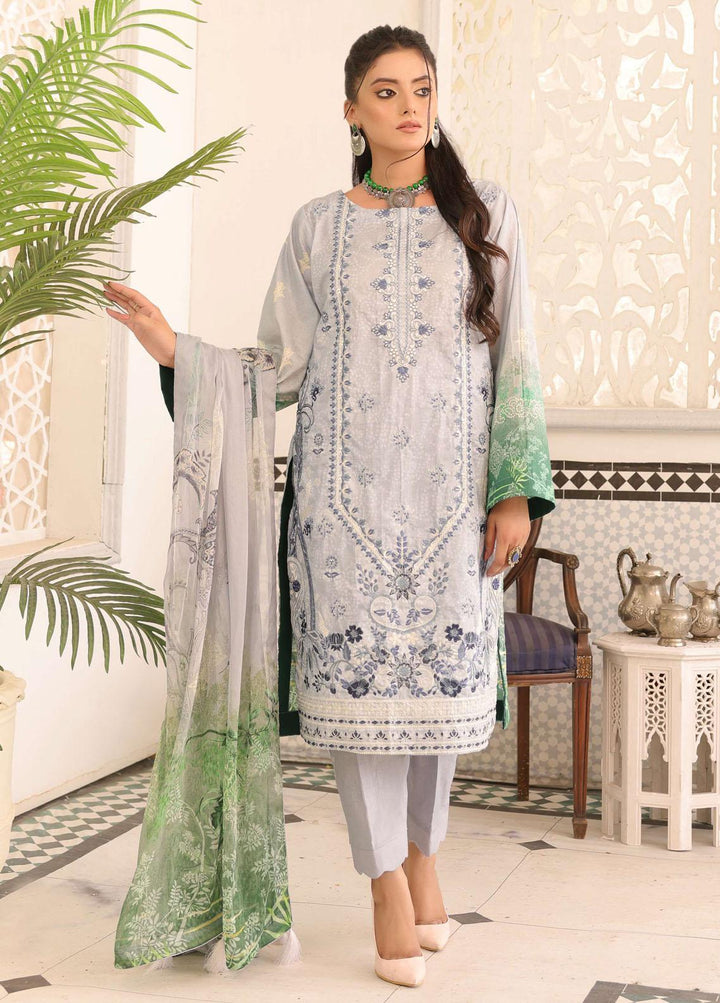 Zarish By Zara Ali Embroidered Lawn Suits Unstitched 3 Piece ZRA22F ZA-1011 - Festive Collection