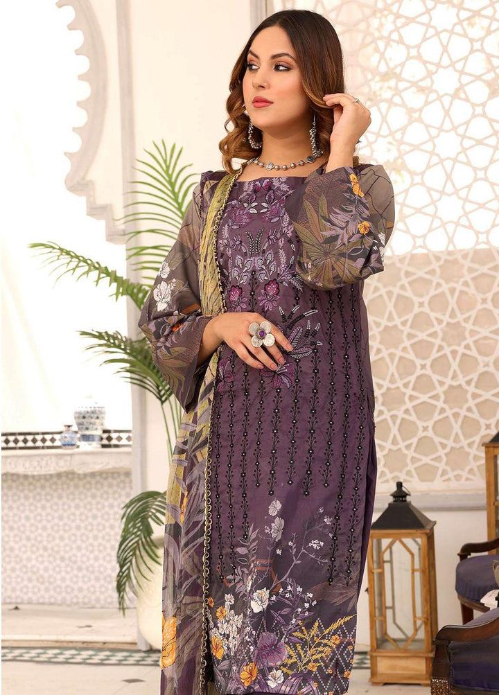 Zarish By Zara Ali Embroidered Lawn Suits Unstitched 3 Piece ZRA22F ZA-1012 - Festive Collection