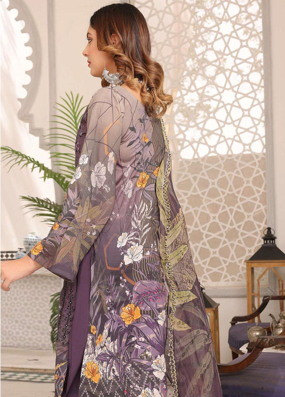 Zarish By Zara Ali Embroidered Lawn Suits Unstitched 3 Piece ZRA22F ZA-1012 - Festive Collection