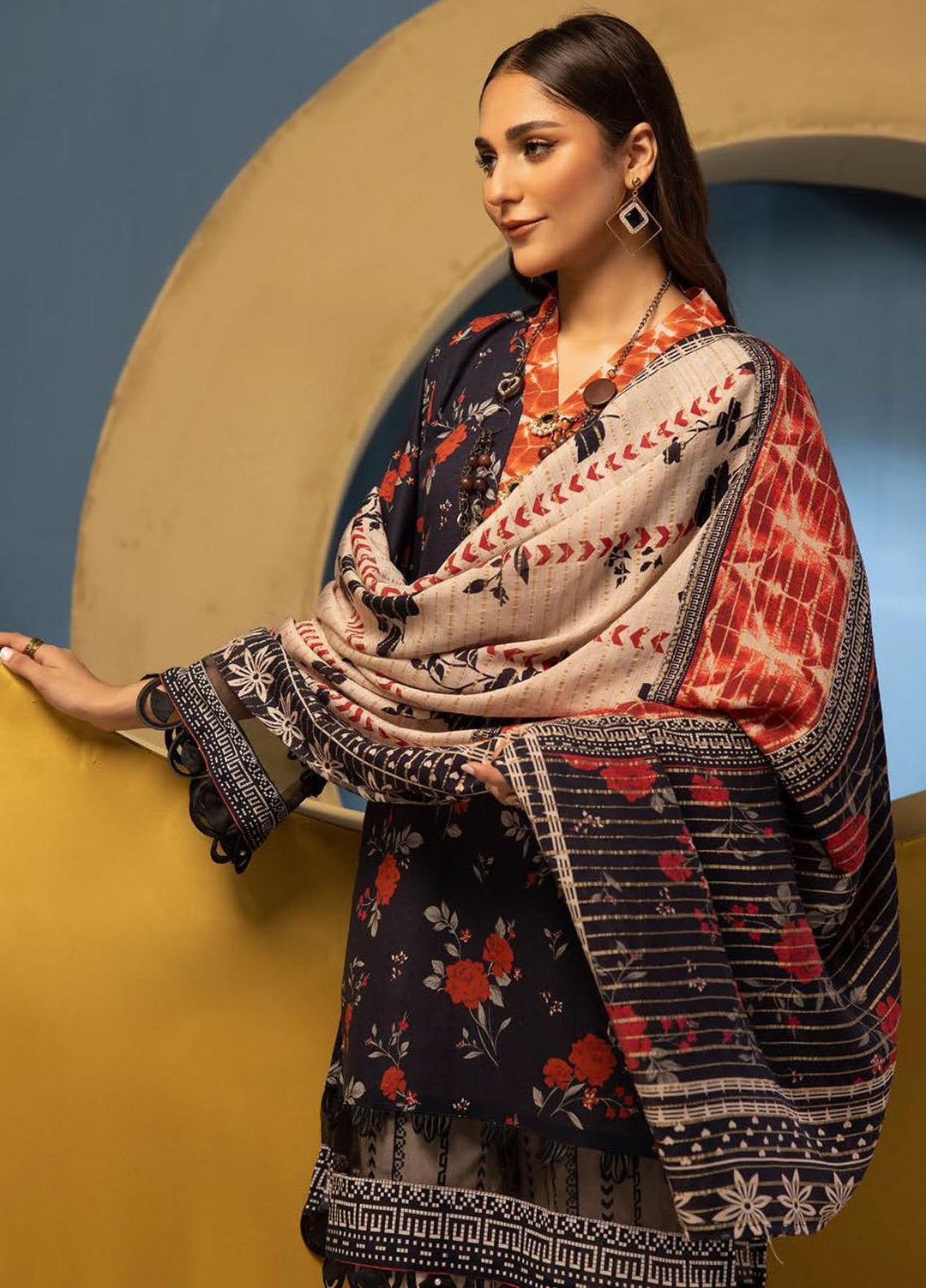 Zarki's By Riaz Arts Printed Khaddar Suits Unstitched 3 Piece RA23ZK D-03 - Winter Collection
