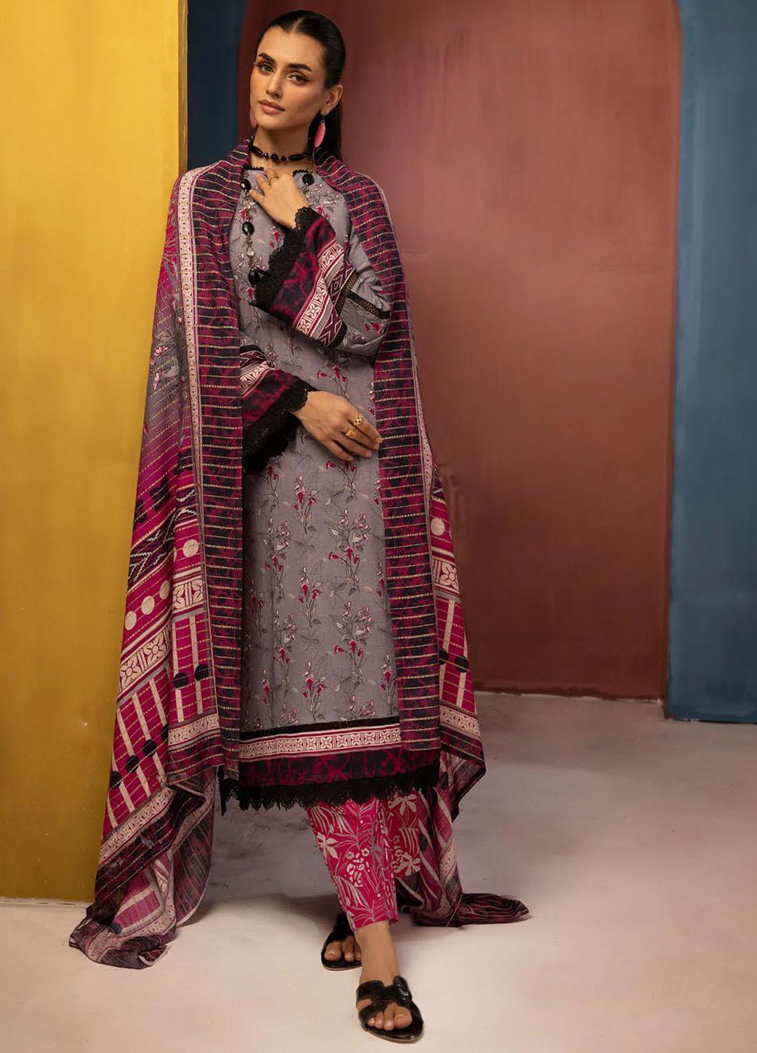 Zarki's By Riaz Arts Printed Khaddar Suits Unstitched 3 Piece RA23ZK D-08 - Winter Collection