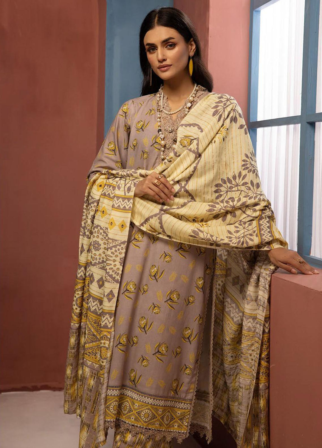 Zarki's By Riaz Arts Printed Khaddar Suits Unstitched 3 Piece RA23ZK D-10 - Winter Collection