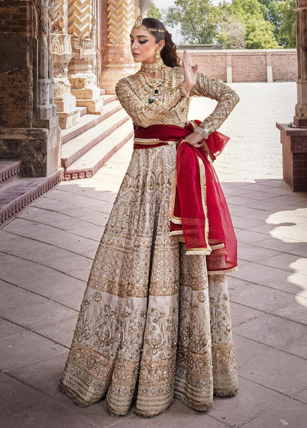 Zarlish by Mohsin Naveed Ranjha Embroidered  Suits Unstitched 3 Piece MNR23-Z4 ZWU-23-32 Moti - Festive Collection