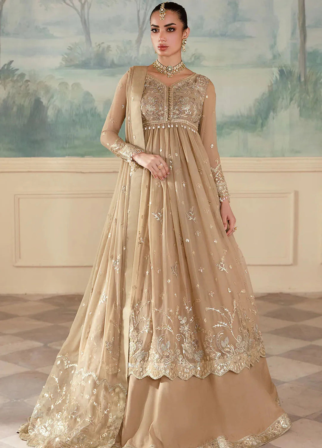 Zarposh Pret Embroidered Chiffon 3 Piece Suit Mehru