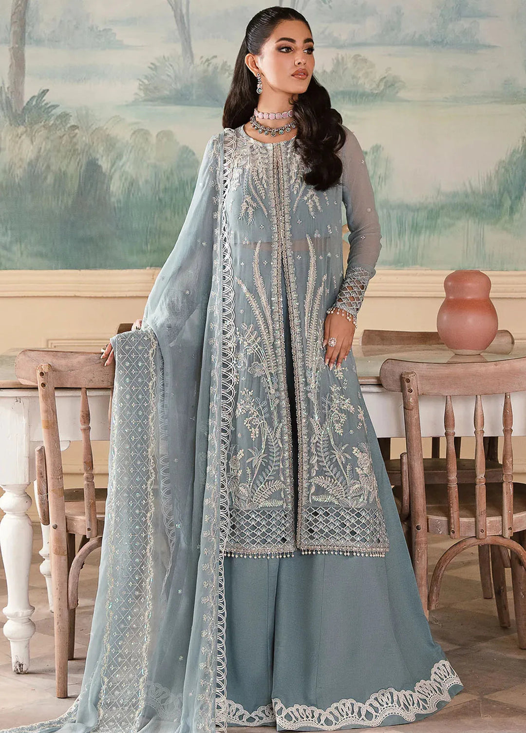 Zarposh Pret Embroidered Chiffon 3 Piece Suit Shanze
