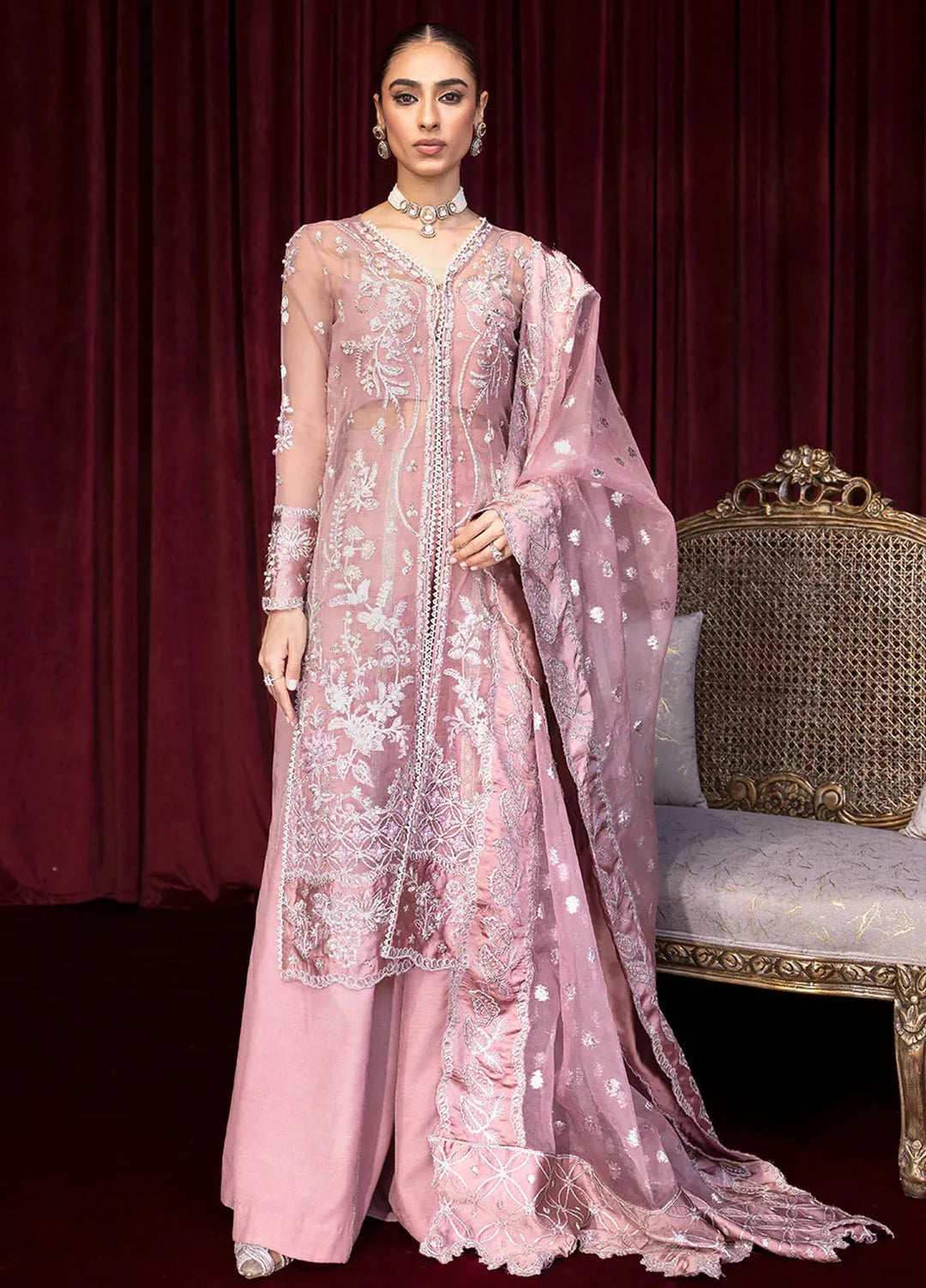 Embroidered Organza 3 Piece Suit