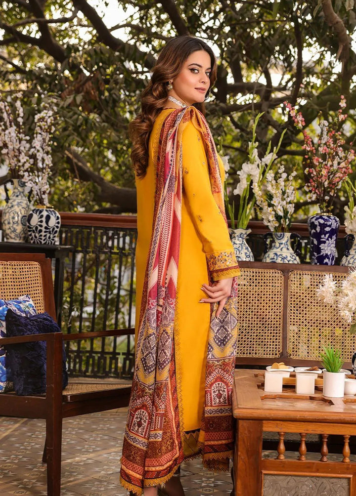 Zarq Barq By Asim Jofa Embroidered Cambric Unstitched Suit 3 Piece AJ23ZB AJZB-01 - Eid Collection